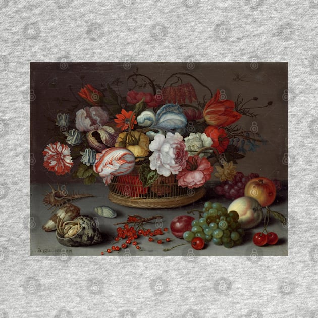 Basket of Flowers - Balthasar van der Ast Floral Painting by maxberube